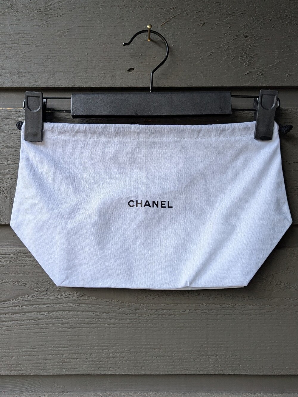 Chanel White Black Small Dust Bag Makeup Bag 12.5"w x 7.5"h 100% Cotton
